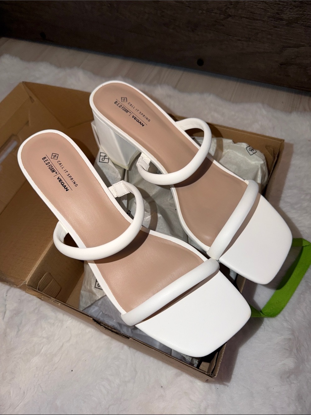 Call It Spring White Double-Strap Block Heel Sandals